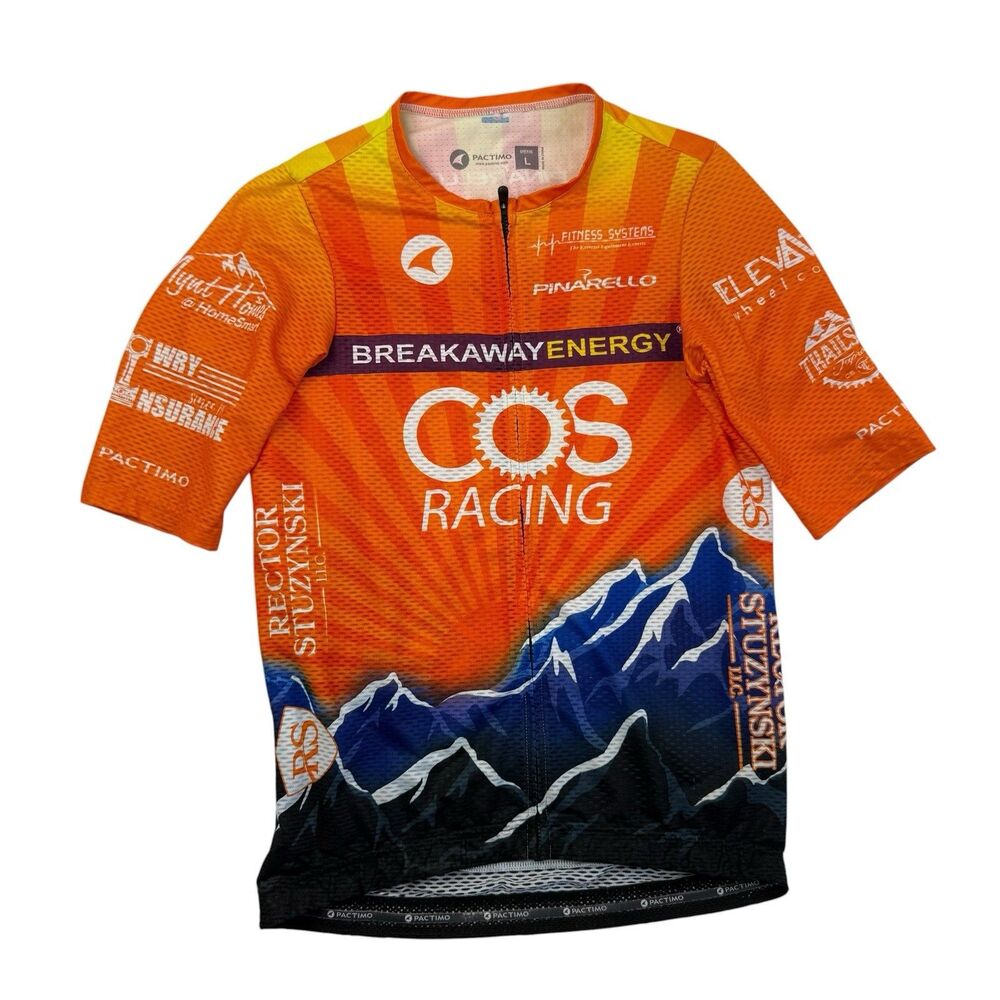 Pactimo Cycling Jersey Men Large Rocky Mountains Colorado Full Zip COS Racing